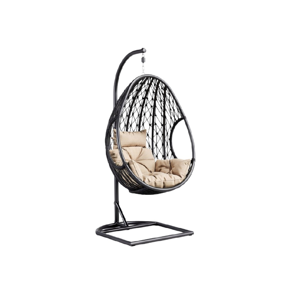 **Suspension de Chaise Œuf en Métal avec Coussins Confortables**