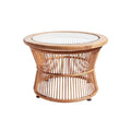 **Table basse en rotin avec plateau en verre transparent**