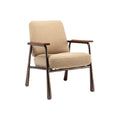 **Fauteuil contemporain en tissu beige avec armature en métal**